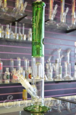 17 Inch pHx green duo straight tube with splash guard and dome percolator, angle photo